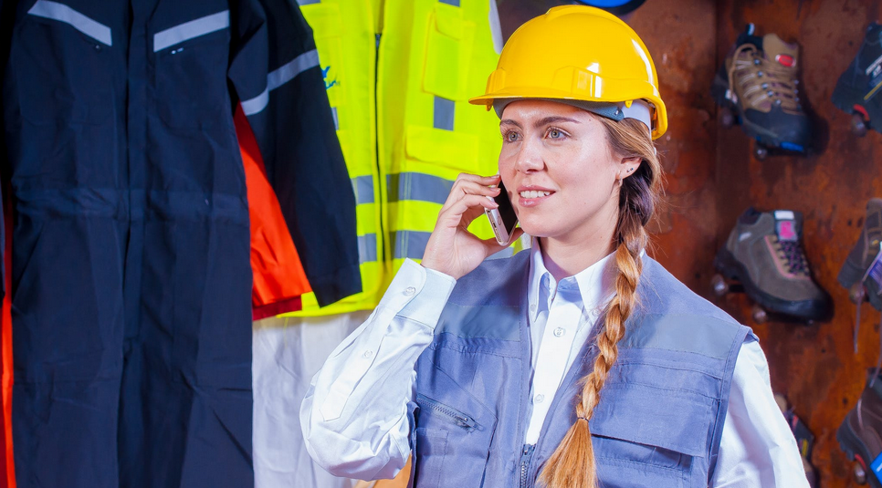 woman in yellow safety helmet